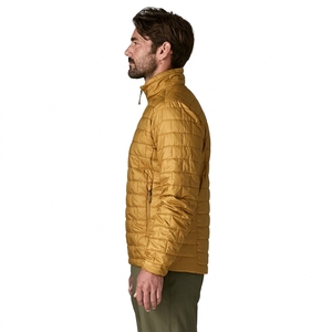 Custom Men's Mustard <b>Quilted</b> Jacket Stand Collar Zipper Closure Windproof Polyester <b>Wadding</b> Casual Autumn Coat - Product Image 3