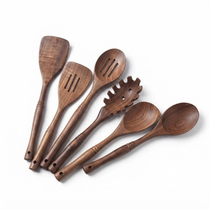 Ensemble d'ustensiles de cuisine écologiques en bois naturel, cuillères, spatules, louche, outils de cuisine antiadhésifs pour la maison et les hôtels - Product Image 4