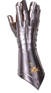 Guantes de Caballero de Acero con Recubrimiento de Níquel Negro, Conjunto de Guantes de Armadura Medieval de Estilo Antiguo con Emblema de Estrella Dorada - Product Image 4