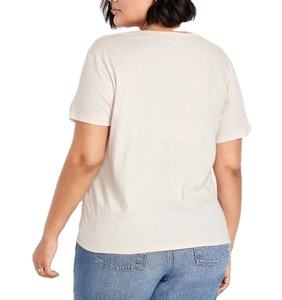 Femmes décontracté à manches courtes 100% coton Jersey T-Shirt O cou respirant été grande taille Options Logo personnalisable en gros - Product Image 2