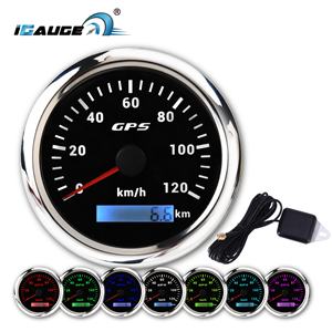 Nouveau Compteur de Vitesse GPS 80mm 12-24V 0-120 KMH avec Compteur Kilométrique, Écran LED 7 Couleurs, Cadran Noir et Jante en Acier Inoxydable 316 pour Voiture, Bateau et Navire - Product Image 1