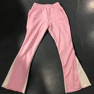 Pantalones de chándal acampanados para hombre, personalizados, 100% algodón, felpa francesa, estampado en relieve, bloques de color, cintura con cordón, servicio OEM - Product Image 3