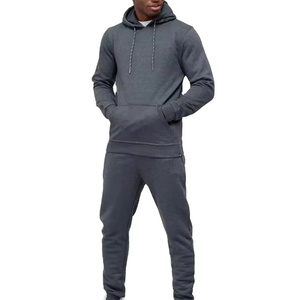 Ensemble de survêtement 2 pièces vierge en molleton de coton épais délavé à l'acide, anti-plis, personnalisable, style streetwear, comprenant un sweat à capuche uni et un pantalon de survêtement - Product Image 1