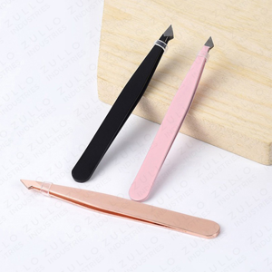 High Quality Stainless Steel Slant Tip Eyebrow Tweezers Private Label OEM Beauty Grooming Dressing <b>Tool</b> - Product Image 2
