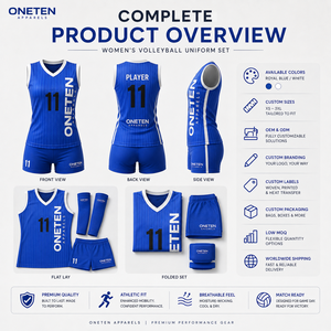 ONETEN APPARELS Ensemble de maillot de volley-ball pour femmes, bleu rayé, col en V, sans manches, short athlétique anti-transpiration, numéro personnalisé 11 - Product Image 3