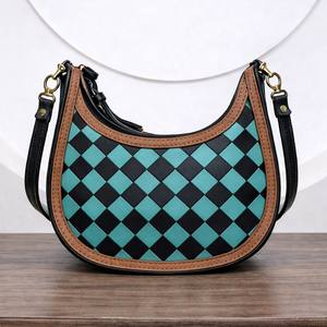 Hottest Sale Hand Tooled Carving Leather Handbag Sling <b>Bag</b> Gypsy <b>Boho</b> Shoulder Turquoise Colour Stylish Checks Design <b>Bags</b> - Product Image 4