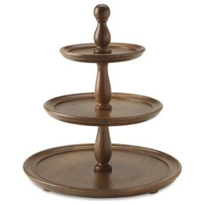 Minimalist <b>cake</b> <b>stand</b> Round Wooden Two-Tier <b>Cake</b> <b>Stand</b> with Silver Rabbit Decorative Top Tier - Product Image 5