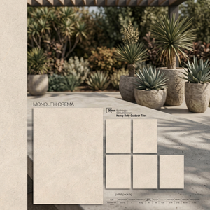 Baldosas de Porcelana Monolith Crema 600x600 para Exteriores, Resistentes, para Estacionamientos, Terrazas y Baños - Product Image 4