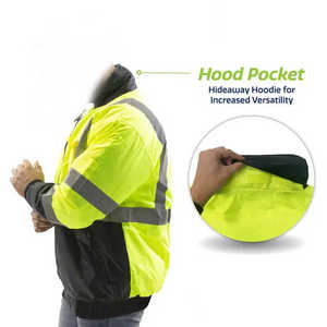 NEW Road Safety Jacket High Visibility <b>Work</b> Wear <b>Waterproof</b> Reflective Winter Security Jacket - Product Image 5