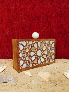 Luxury Wooden Clutch <b>Handbag</b> with Mother of <b>Pearl</b> Inlay Designer Evening Party Wedding Hard Case Clutch Bag - Product Image 3