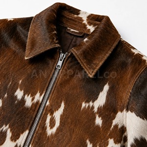 Veste en cuir PU marron pour homme, respirante, col montant, coupe classique, style HIGH STREET, fermeture éclair, pour l'hiver - Product Image 4