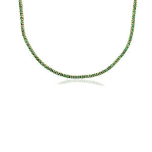 Collar de cuentas finas de oro de 14 quilates estilo Art Déco con esmeralda verde intensa de 6.82 quilates - Product Image 2