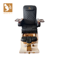 Fauteuil de pédicure électrique de luxe avec bain à remous, vibrations, siège inclinable en cuir, lampe LED 7 couleurs, salon de manucure, spa, 110V, automatique