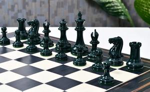 Jeu d'échecs Staunton artisanal en bois de buis peint vert olive et jaune, roi de 4,5 pouces, style tournoi premium, au meilleur prix - Product Image 2