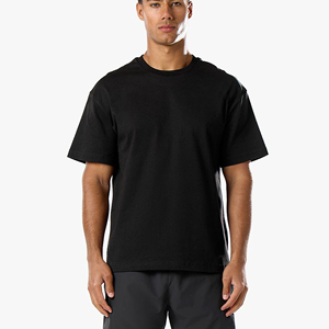 T-shirt Streetwear en Coton Épais de Haute Qualité, Coupe Oversize à Épaules Tombantes, Impression Personnalisée du Logo, Manches Courtes pour Hommes - Product Image 4
