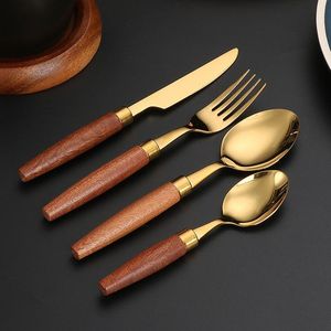 Vintage <b>Bamboo</b> Handle Flatware <b>Set</b> with Mirror Polish Stainless Steel <b>Cutlery</b> Dishwasher Safe for Wedding Party Use - Product Image 2