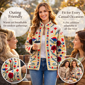 เสื้อแจ็คเก็ตผ้าฝ้ายปักลายคุณภาพบูติก ซับใน TNT คอตั้ง งานแฮนด์เมด เสื้อโค้ทบอมเบอร์สำหรับผู้หญิง - Product Image 6