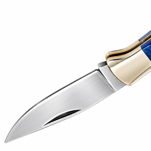 Blue Gold Silver Folding Pocket Knives with Sharp <b>Stainless</b> <b>Steel</b> Blade Decorative Textured Handle Classic Lockback Design Outdo - Product Image 2