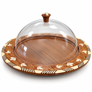 Bone Inlay Wooden <b>Chocolate</b> Server Set with Silver Hammered Domes for Hotels <b>Weddings</b> & Event Custom Sizes & Colors Available - Product Image 5
