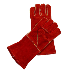 Gants de soudage en cuir de vachette rouge premium, résistants à la chaleur, protection de travail, équipement de sécurité robuste, fournisseur industriel - Product Image 2