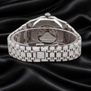 นาฬิกา MARS PIGUET Iced Quartz ระบบอนาล็อก โครงสร้างเปลือย กระจก ตัวเรือนสแตนเลส ขนาด 41 มม. สายขนาด 20 มม. ระบบอัตโนมัติ แสดงวันที่ กันน้ำ 10 บาร์ นาฬิกาข้อมือผู้ชายสุดหรู - Product Image 3