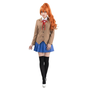 Uniforme Escolar de Anime Personalizado, Disfraz de Cosplay para Mujer, Blazer Marrón Transpirable de Poliéster, Falda Azul Plisada, Estilo Japonés Digital - Product Image 4