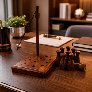 Handmade Wooden Skittles Game Set | Indian Rosewood <b>Bowling</b> Pins | Indoor Family Game Premium Wooden Toy Gift Set Classic Fun - Product Image 3