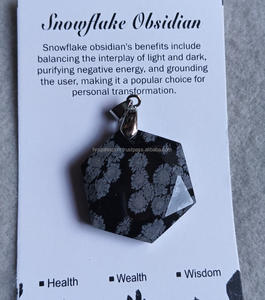 Collier Pendentif Étoile de David Hexagonale en Obsidienne Flocon de Neige Naturelle Faite à la Main pour Reiki, Vente en Gros - Product Image 1