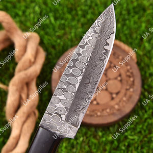 มีดทำมือเหล็กดามัสกัสทรงหยดน้ำ ด้ามไมคาร์ต้า คมกริบ สำหรับล่าสัตว์ ตั้งแคมป์ พกพาประจำวัน งานอุตสาหกรรม DIY - Product Image 3