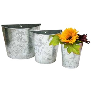 Juego de 3 Macetas de Pared de Metal Galvanizado, Estilo Rústico, para Decoración de Jardín Interior y Exterior - Product Image 4