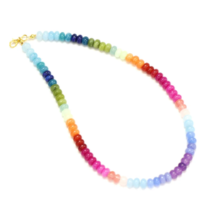 Hermoso collar de cuentas redondas lisas de cuarzo de colores mixtos, collar de piedras preciosas lisas de cuarzo multicolor brillante, regalo para ella. - Product Image 3