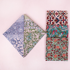 Lightweight Non-Woven Fabric Eco-Friendly <b>Tie</b> <b>Back</b> Boho Block Printed Square Bandana Scarf with Paisley Floral Design Breathable - Product Image 1