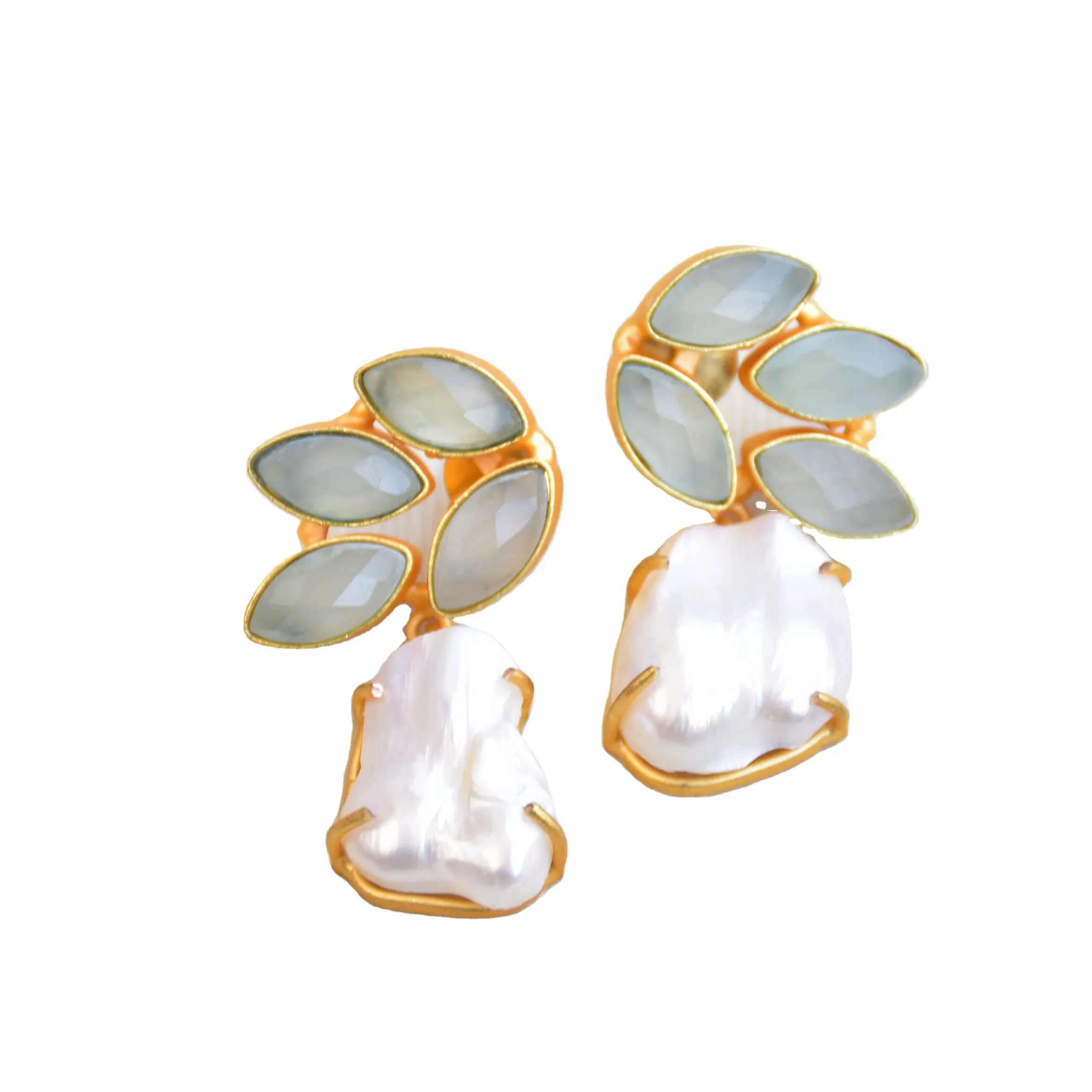 Gold Plated wholesale jewelry Earrings Handmade fine fashion jewellery Indian manufacturer and seller of Natural stone jewelry