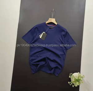 Camiseta de Verano Casual para Hombre, 100% Algodón, Manga Corta, Corte Holgado, Color Sólido Simple, Logotipo Bordado, Camisetas Tejidas - Product Image 5