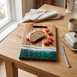 Planche à découper artisanale en acacia, durable, pour la préparation des aliments, légumes, fruits, viande, forme rectangulaire, vente en gros - Product Image 5