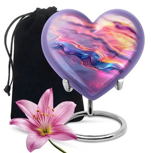 Urna para adultos de cremación de corazón de mamut más vendida para cenizas de papá con soporte y bolsa de terciopelo gratis - Product Image 5
