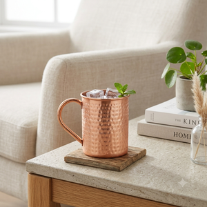 Taza Moscow Mule de Cobre Puro Martillado a Mano con Asa de Cobre, Vaso de Cobre de Calibre Grueso para Cócteles, Taza para Bebidas - Product Image 4