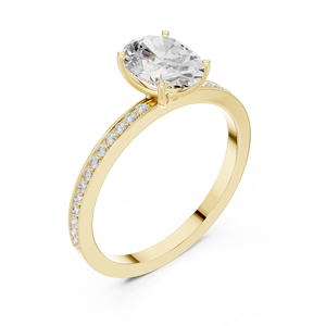 แหวนหมั้นเพชรทรงรีหรูหรา ประดับเพชรแบบพาเว่ วงแหวนทองคำขาว 14K 18K  ผู้ผลิตเครื่องประดับสั่งทำพิเศษ - Product Image 4
