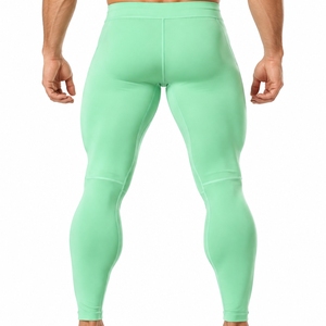 Men Fitted Stretch <b>Leggings</b> For Fitness And Training Smooth Fabric Look Comfort Elastic Waist Easy Solid <b>Pattern</b> Elastic Waist - Product Image 2