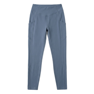 Dusty Blue Color <b>Leggings</b> <b>with</b> <b>Pocket</b> High Waist Full Length Knitted Spandex Polyester Breathable Quick Dry Women's Activewear - Product Image 5