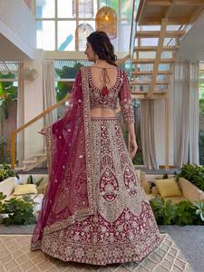 LAHENGA CHOLI DUPATTA VINTAGE DIWALI PARTY REGULAR QUICK DRY SOFT BUTTERFLY NET CODDING SEQUENCE EMBROIDERY WORK TRADITIONAL - Product Image 3