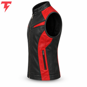 <b>Men's</b> Winter Casual <b>Leather</b> <b>Vest</b> Premium <b>Leather</b> Outerwear Triple Breasted Snap Button Closure Canvas Windproof - Product Image 3