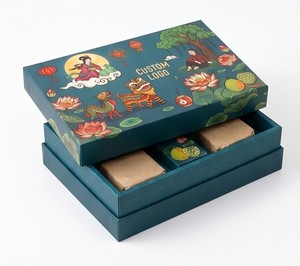 Boîte cadeau rigide avec design artistique du Festival de la Lune, en carton rectangulaire, emballage haut de gamme pour cadeaux artisanaux, impression quadricolore - Product Image 3