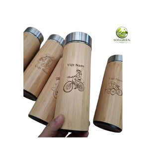 Natural Wood Bamboo Thermos Flask, Stainless Steel Inside <b>Insulated</b> Coffee <b>Mug</b>, Wholesale Business Gift - Product Image 5