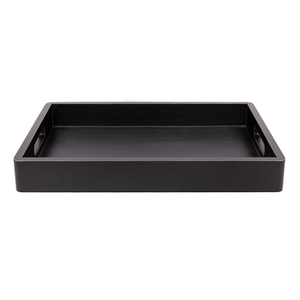 Elegant Rectangle Wood Serving Tray Solid <b>Black</b> Minimalist Design Dishes <b>Plates</b> - Product Image 1