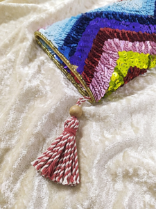 Woven Square Decorative Tassel <b>Pillow</b> With Pink And White Striped Tassel And Wooden Bead For Indoor Home <b>Decor</b> - Product Image 6