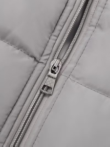 Men's Gray Hooded Winter Vest Zipper Pockets Casual Outerwear Windproof Solid Color Polyester Wadding Canvas 340g - Product Image 6