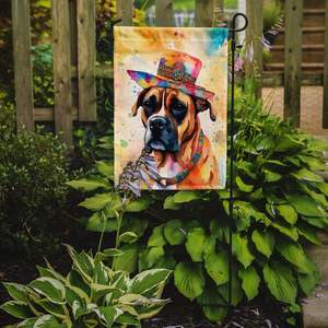 Multicolor Hippie Dawg Boxer Garden Flag Buzón Decorativo Patio Banner para Patio Obra de arte para macizos de flores - Product Image 2