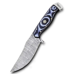 มีดล่าสัตว์แบบใบมีดคงที่ 9 นิ้ว เหล็กดามัสกัส ด้ามจับ G10 ไมคาร์ต้า ปลายใบมีดแบบคลิปพอยต์ สำหรับกิจกรรมกลางแจ้ง บุชคราฟท์ ยุทธวิธี แคมป์ปิ้ง OEM - Product Image 1