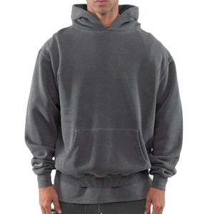Sweat à capuche uni pour homme, coupe classique, en molleton de coton tricoté, idéal pour l'automne - Product Image 2